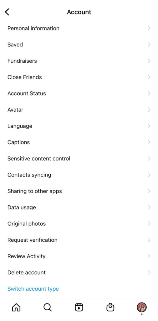 delete your instagram account